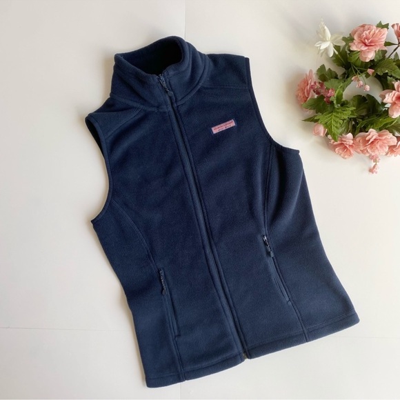 Vineyard Vines Westerly Vineyard Navy Blue Fleece Vest - Picture 3 of 9